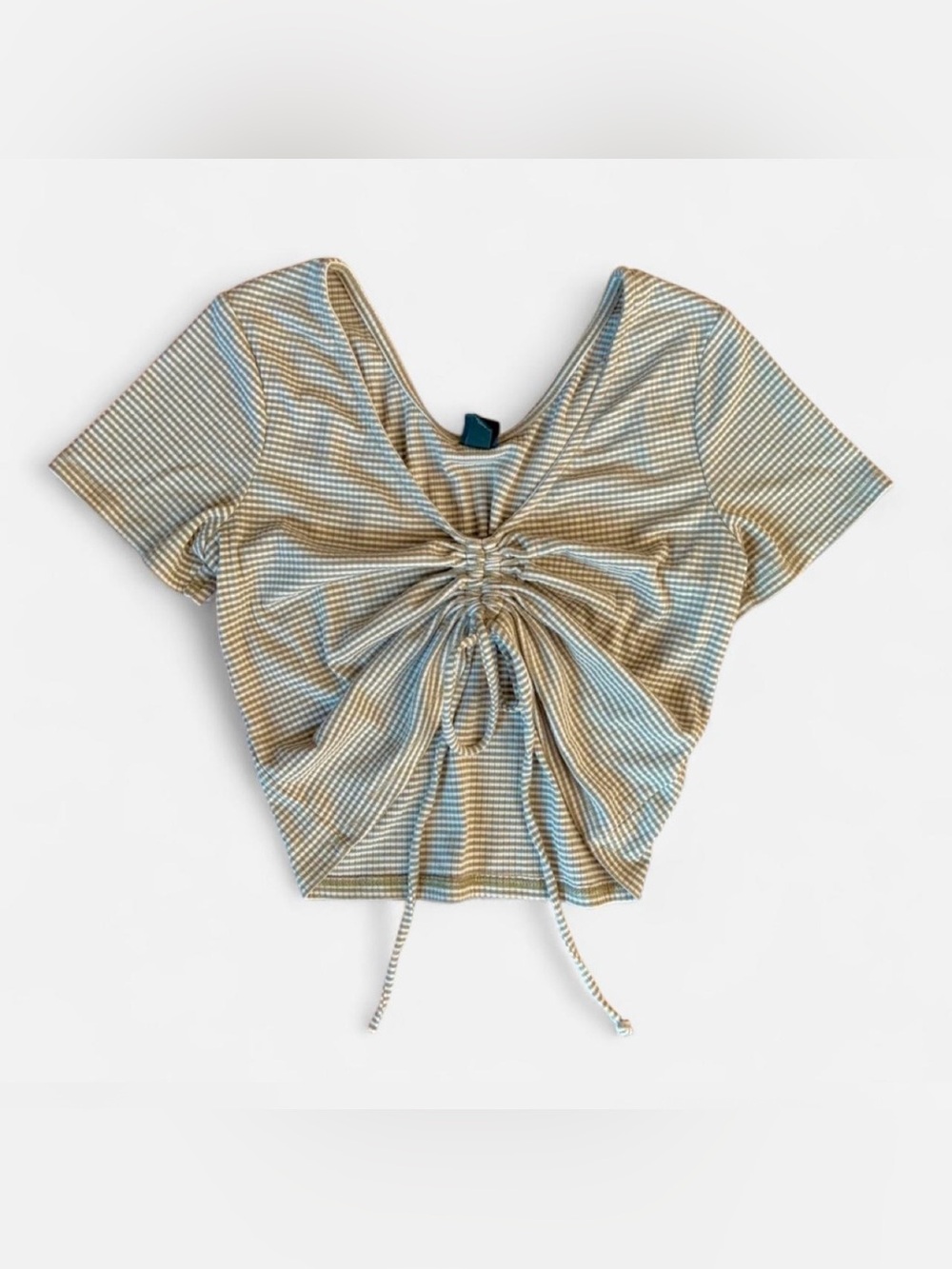 Wild Fable Green Striped Ruched Crop Top — XS